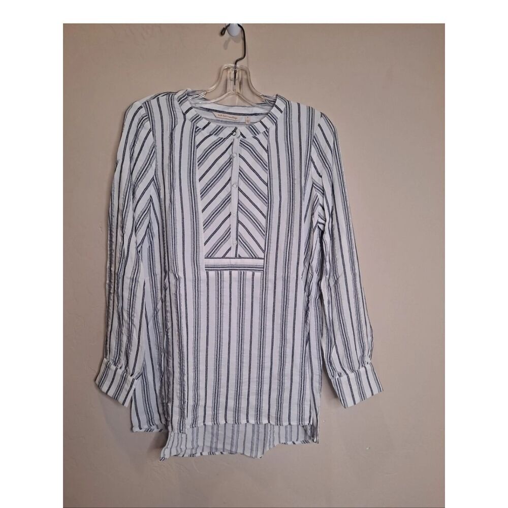 Soft Surroundings Belinda Striped Tunic Top Snap Front Shirt S NWT - Picture 2 of 9